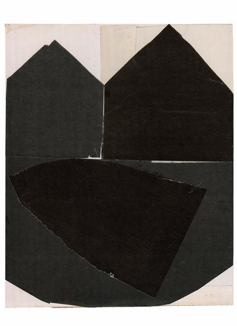Black geometric shapes on off-white ground