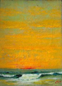 Seascape with orange sunset