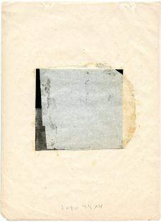 Grey square with black and green grey shapes on tan paper