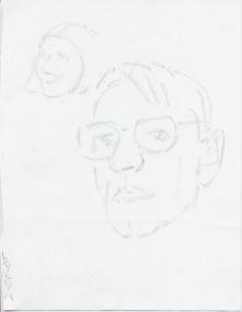 Self Portrait of Albert York and smaller head of a woman in upper right corner