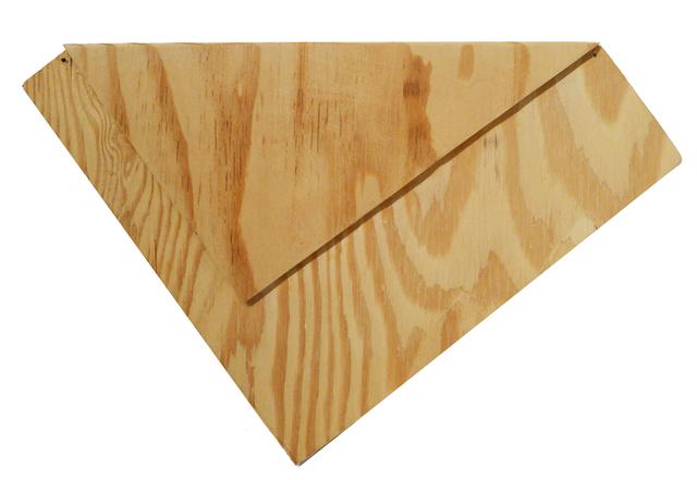 Plywood folded with long edge at top
