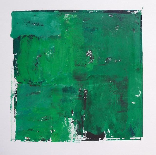 Green shapes in a abstract square