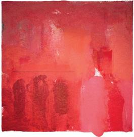 Abstract monotype with different reds form an abstract square